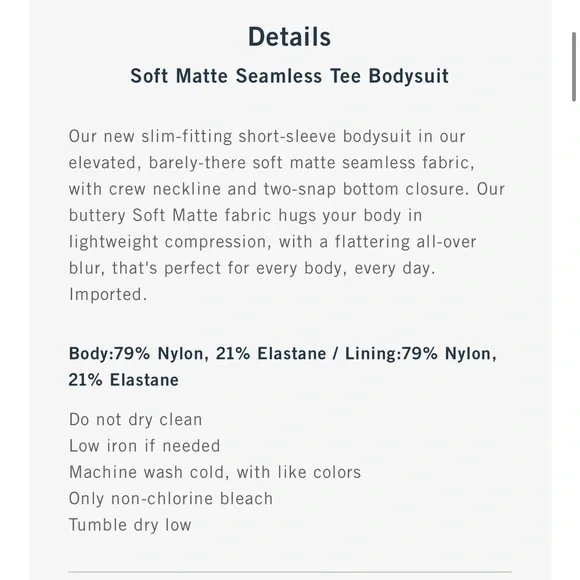 Abercrombie Matte Seamless Bodysuit Tee - Picture 6 of 9